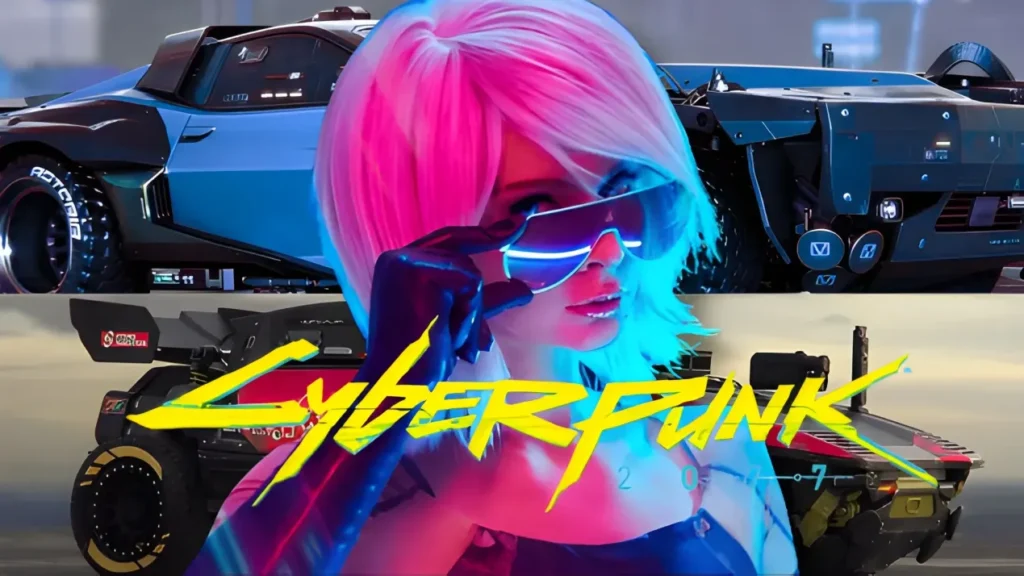 Four new vehicles from Cyberpunk 2077 Patch 2.3, including two Yaiba motorcycles, a Rayfield sports car, and a Chevillon SUV.