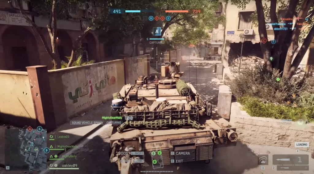 M1A2 SEPv3 main battle tank in Battlefield 6 beta advancing through urban combat zone