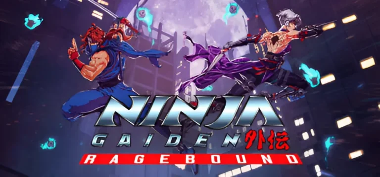 A ninja slashing through enemies in a dark cityscape, in pixel art style from Ninja Gaiden: Ragebound.