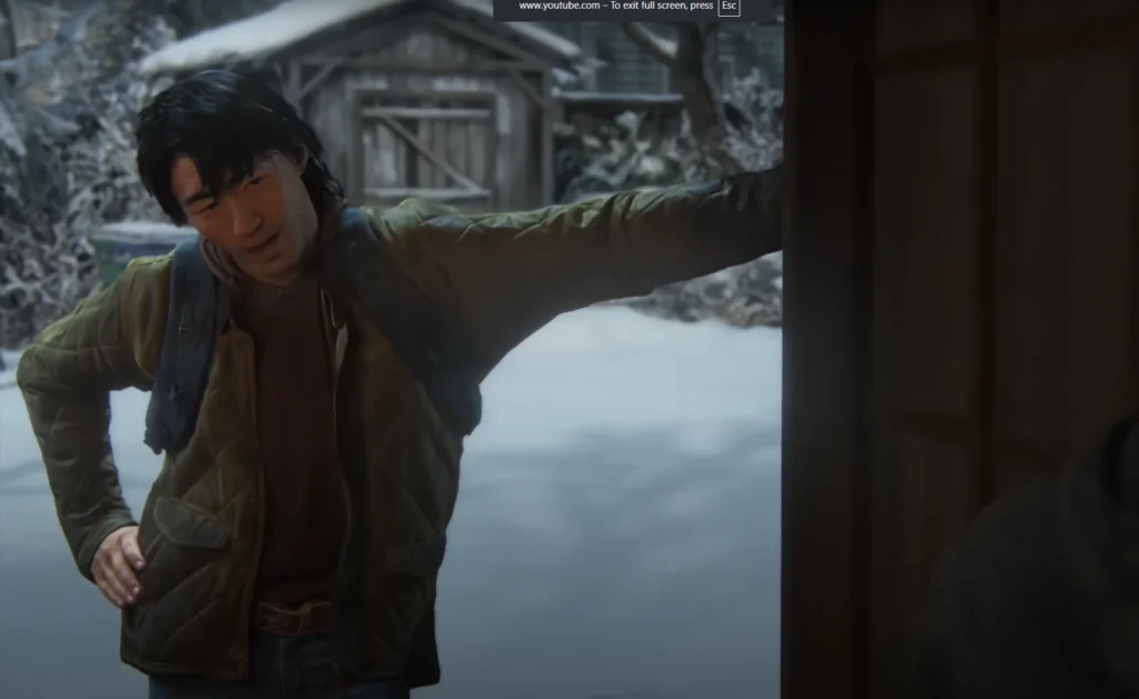 Subtitles disappearing during a cinematic cutscene in a video game.